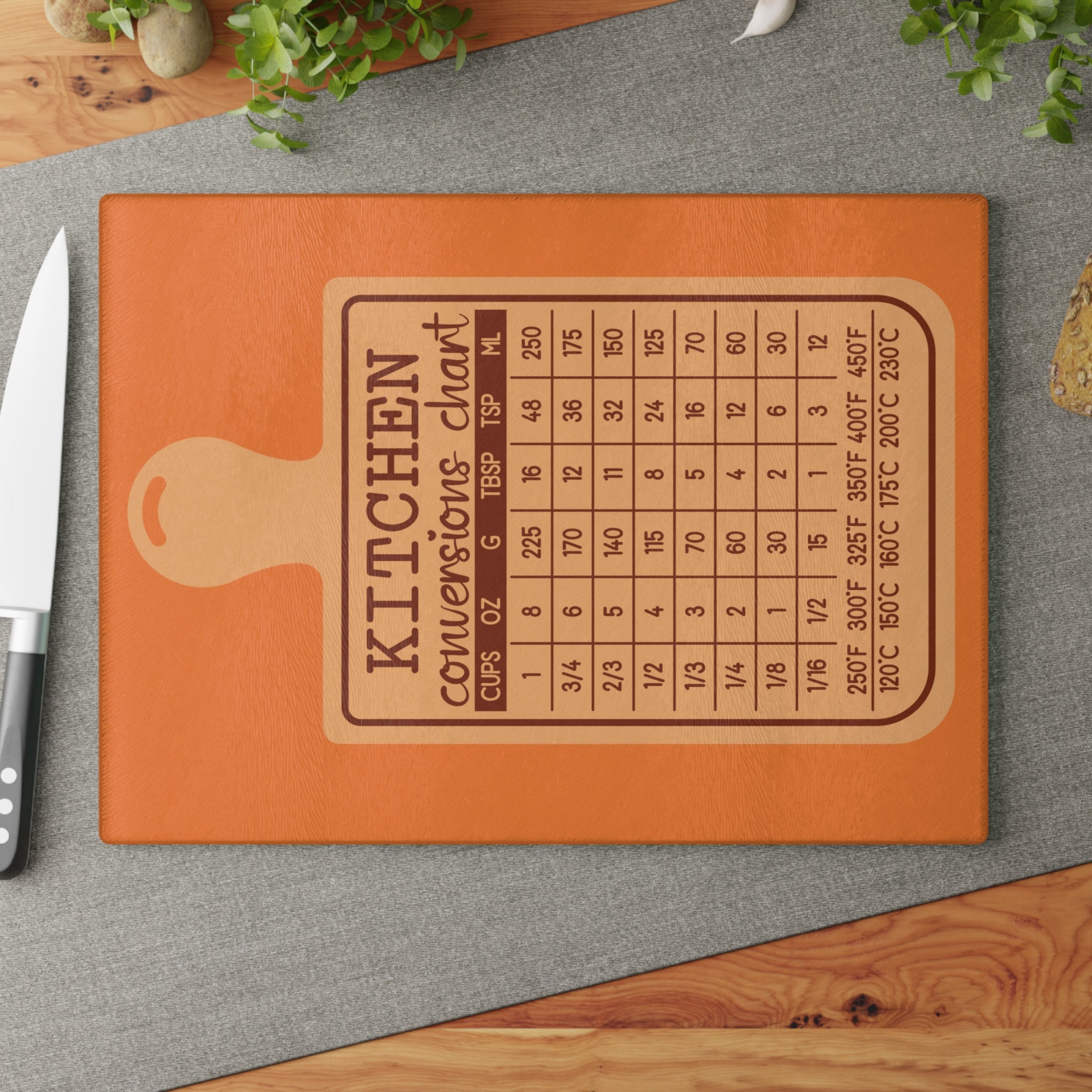 Glass Cutting Board Kitchen Conversion Chart Etsy