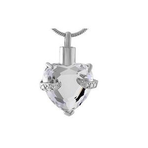Cremation jewellery Ashes urn pendant keepsake memorial necklace Clear heart locket with funnel fill kit and snake chain