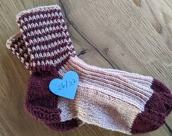 Kindersocken, handgestrickt, rosa, Gr. 26/27