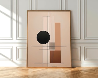 Minimalist Abstract Wall Art | Geometric Line Art Digital Print | Modern Mid Century Home Decor