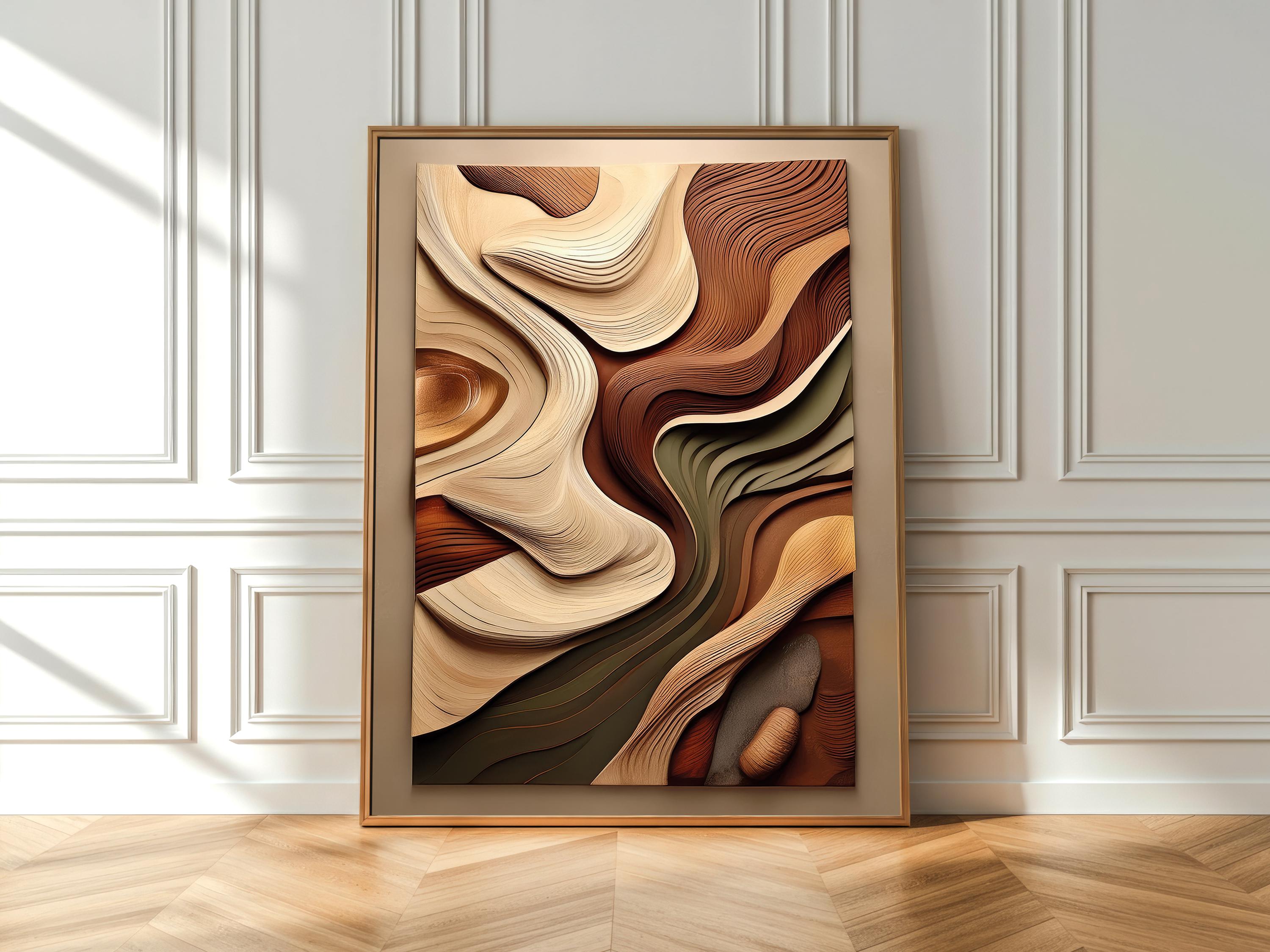 3D Abstract Earth Tone Wall Art: Modern Home Decor (digital Download