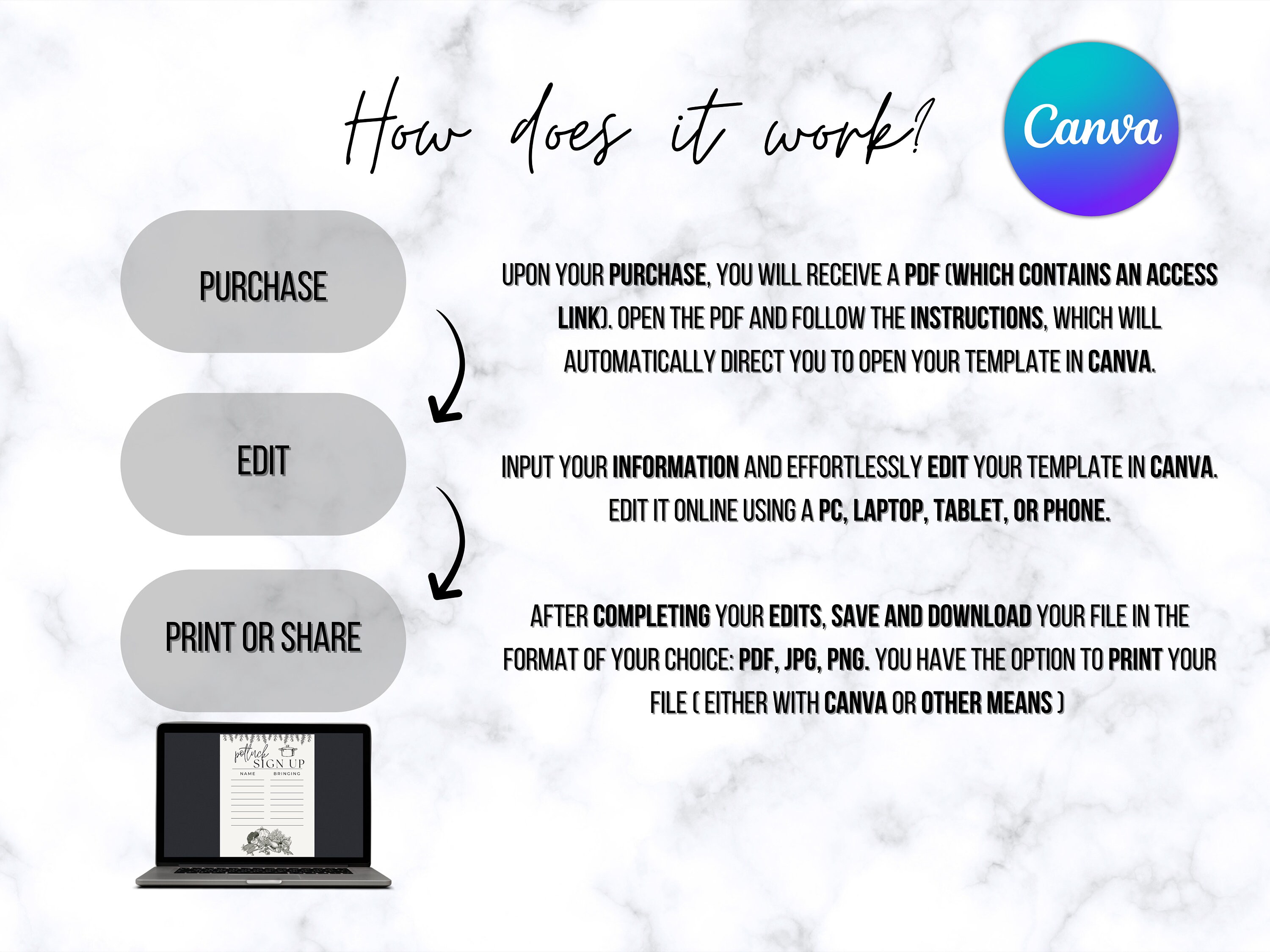 Editable Minimal Potluck Sign up Sheet Dinner Buffet Flyer Etsy