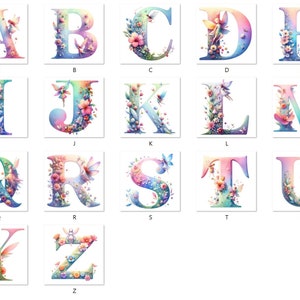 Iron-on image iron-on motif, alphabet, fairy, numbers image 1