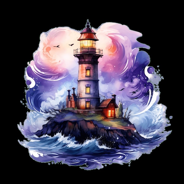 iron-on patch; Ironing motif, lighthouse