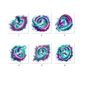 Iron-on image; iron-on motif, unicorn, colorful