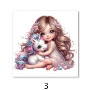 Iron-on image; iron-on motif, girl unicorn