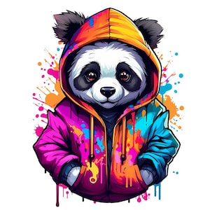 Iron-on image; iron-on motif, panda, cool