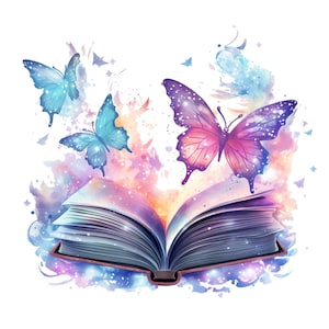 iron-on patch; Iron-on motif, book with butterfly