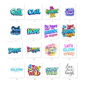 Iron-on image; iron-on motif, sayings, cool, colorful