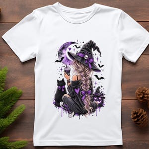 Bügelbild Halloween Hexe lila #4