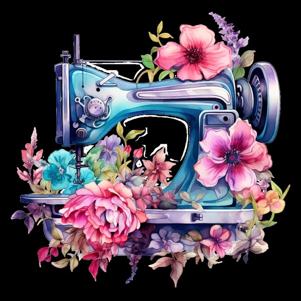 Bügelbild; Bügelmotiv, Nähmaschine, Vintage, Floral