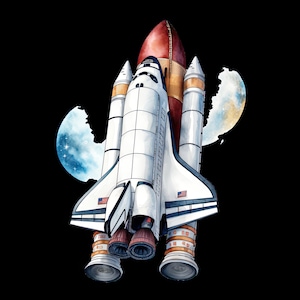 Iron-on image; iron-on motif, rocket, space