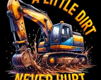 Bügelbild; Bügelmotiv, Bagger, Baustelle