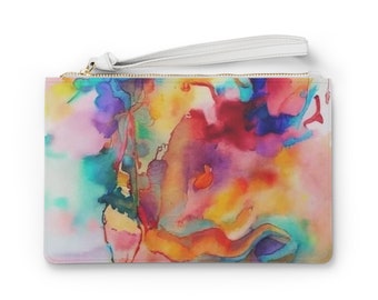 watercolor Swirl Clutch Bag