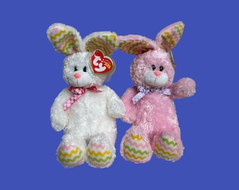 TY Beanie Babies - Hippity e Hopitty, os coelhinhos da Páscoa (20 cm). Em perfeito estado.