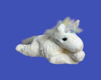 TY Beanie Buddies -  Mystic the white unicorn with rainbow mane (12.5''). Mint condition.
