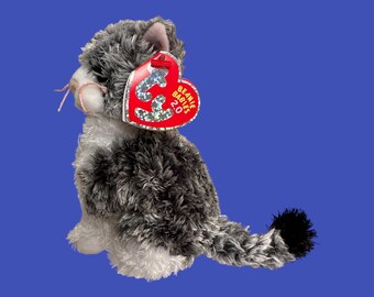 TY Beanie Babies - Cricket the Grey and White Cat (5.5''). Mint