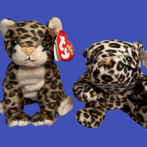 TY Beanie Babies - Sneaky (5.5&quot;) and Freckles (8&quot;) the leopards. Mint condition.