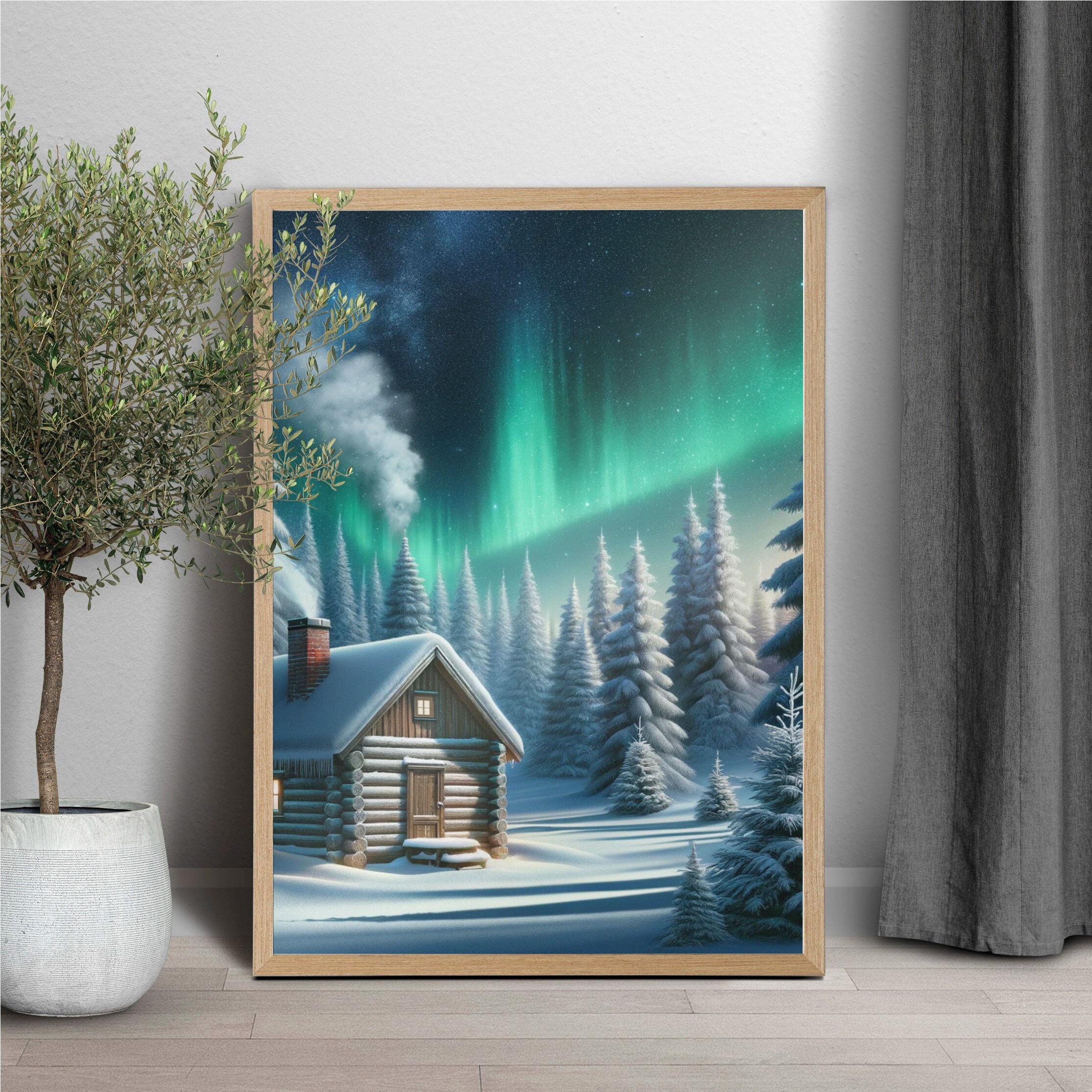 Enchanted Winter Night Holiday Art INSTANT DOWNLOADABLE PRINT