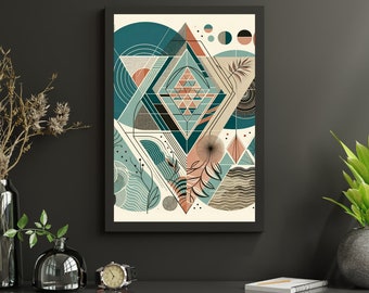 Boho Geo Fusion | Sztuka abstrakcyjna | NATYCHMIASTOWY DRUKU DO POBRANIA