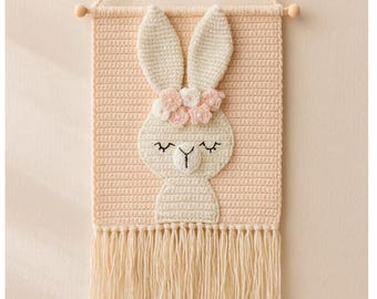 Crochet Wall Hanging Kids Decor, Handmade Nursery Tapestry