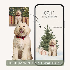 Custom Winter Pet Portrait iPhone Wallpaper (Digital Download)