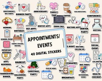 3D Appointments and Events Digital Planner Digital Stickers Goodnotes file, PNGs, Elements, Pre-cropped iPad Stickers, Digital Widget