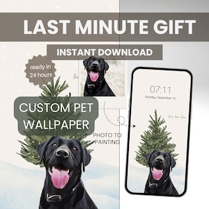 Custom Pet Portrait Phone Wallpaper: Personalized Christmas Background (Digital Download)
