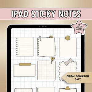 Könnte beinhalten: Ein digitaler Download von 15 iPad-Notizblättern. Die Notizblätter sind in verschiedenen Formen und Größen, darunter Quadrate, Rechtecke und eine gewellte Form. Einige Notizblätter haben ein Rastermuster, während andere ein liniertes Muster haben. Die Notizblätter befinden sich auf einem weißen Hintergrund mit einem Rastermuster.