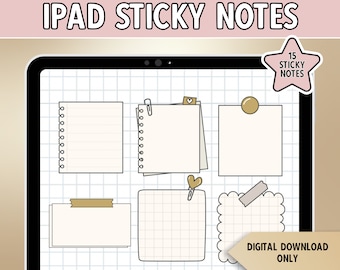 Cute Digital iPad Post It Notes, Goodnotes Sticky Notes, Pre Cropped Digital Stickers