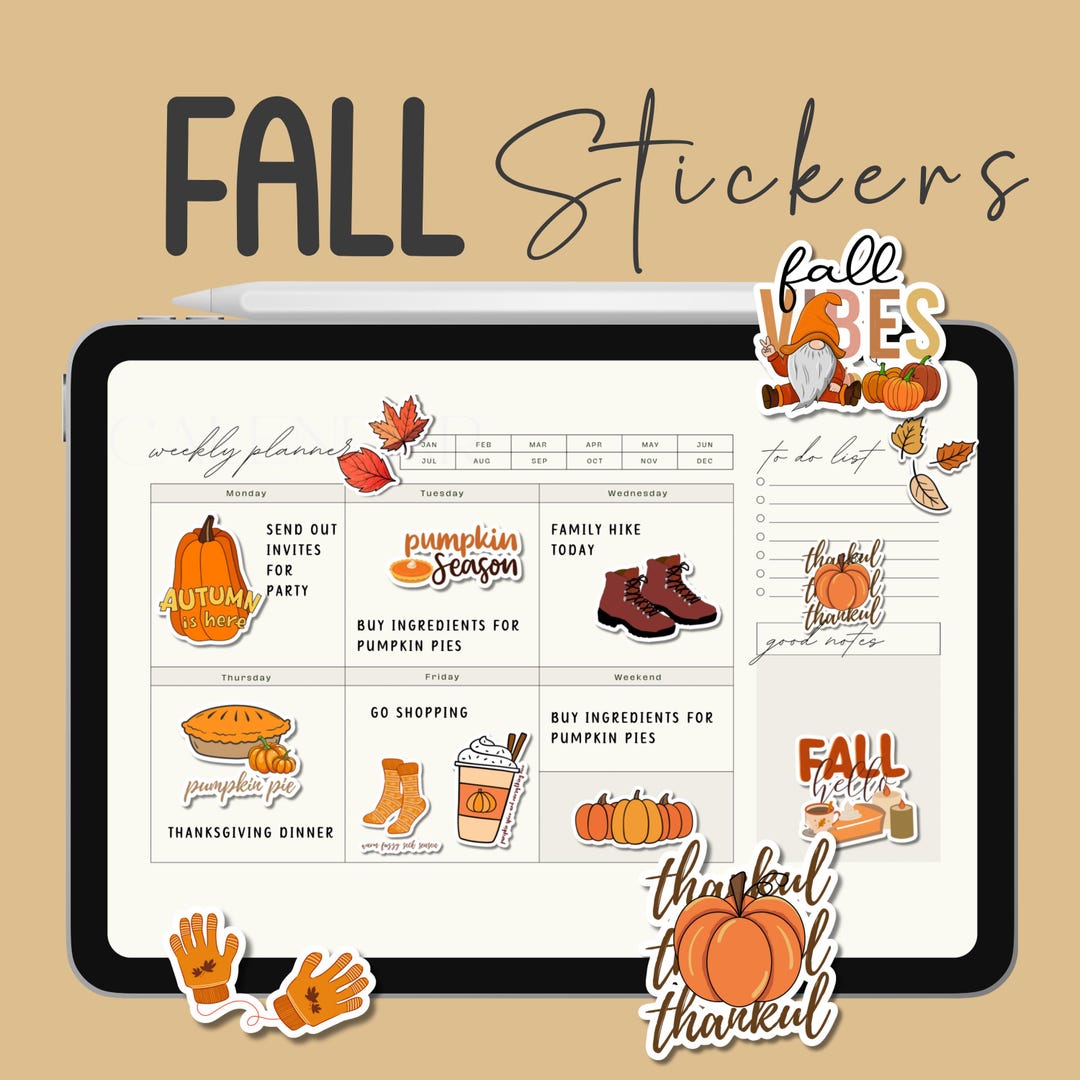 2024 Clipart Fall Digital Stickers for iPad Goodnotes Planner - High ...