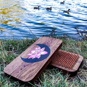 Sadhu board lotus, Copper Sadhu Board 8 mm, Personalized Custom Gift, Sadhu Board 10 mm, Wooden Sadhu Board with Copper Nails, Yoga gifts