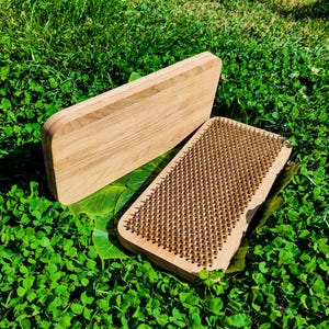 Handcrafted Oak Wood Sadhu Board: Yoga Nail Board for Meditation