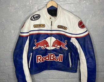 Red Bull Racing Leather Jacket Vintage Y2K 90s Motorcycle - Etsy
