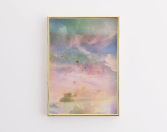 A Soft Place to Land - Dreamy Moody Abstract Pastel Sky Cloud Art Print