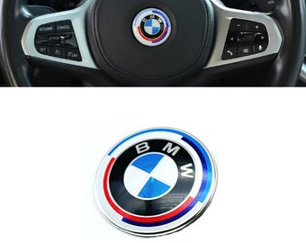 Insigne logo embleme Volant BMW 45mm 50E anniversaire adhésif
