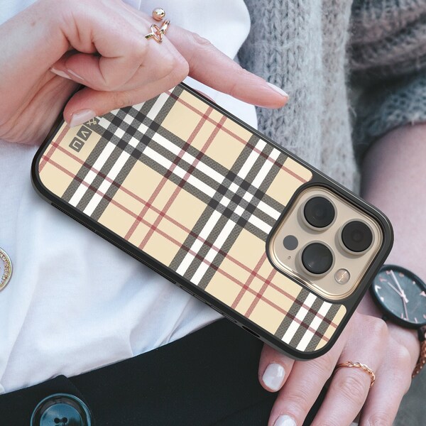 VU&VU™  Tartan Écossais Tissu Londres Coques iPhone Samsung Google Pixel Huawei Honor Xiaomi Motorola OnePlus Oppo Vivo LG Étui Protection