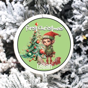 Custom Baby First Christmas Ceramic Ornament 2024 Name Ornament Christmas Ornament