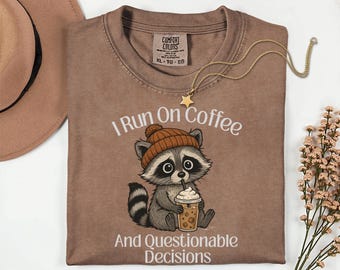 Raccoon Coffee T-shirt, Cute Animal Tee, Graphic Tee, Unisex Shirt, Animal Lover Gift, Gift for Coffee Lover
