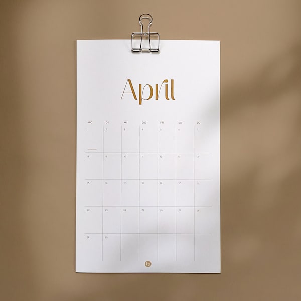 Wandkalender 2024 | recyceltes Feinpapier | A3 | Monatskalender | eleganter Designkalender | Papier aus Naturabfällen