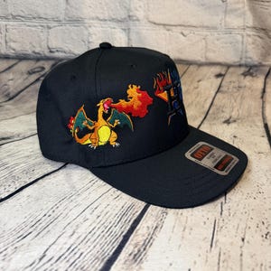 Charizard & Mega Charizard‑Inspired Embroidered Cap Hat | Blue Flame Dragon Hat | Pokémon Fan Gift /\stros Cap