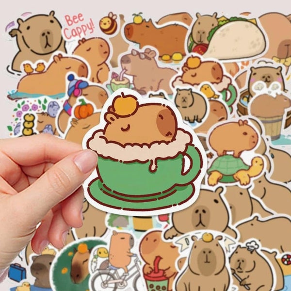 Cartoon Graphic Sticker, Cartoon Capybara Pattern Waterproof Decorative Decal For Office, School