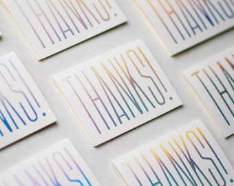 Thank You Cards, Letterpress Holographic Card, Boutique Handmade Notes