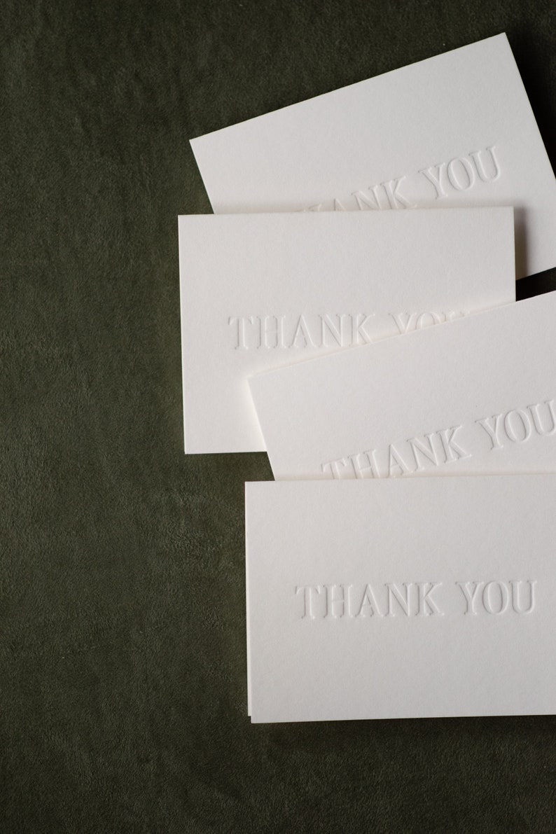 Thank You Cards, Letterpress Emboss Card, Boutique Handmade Notes, Tiny Chic Gift image 2