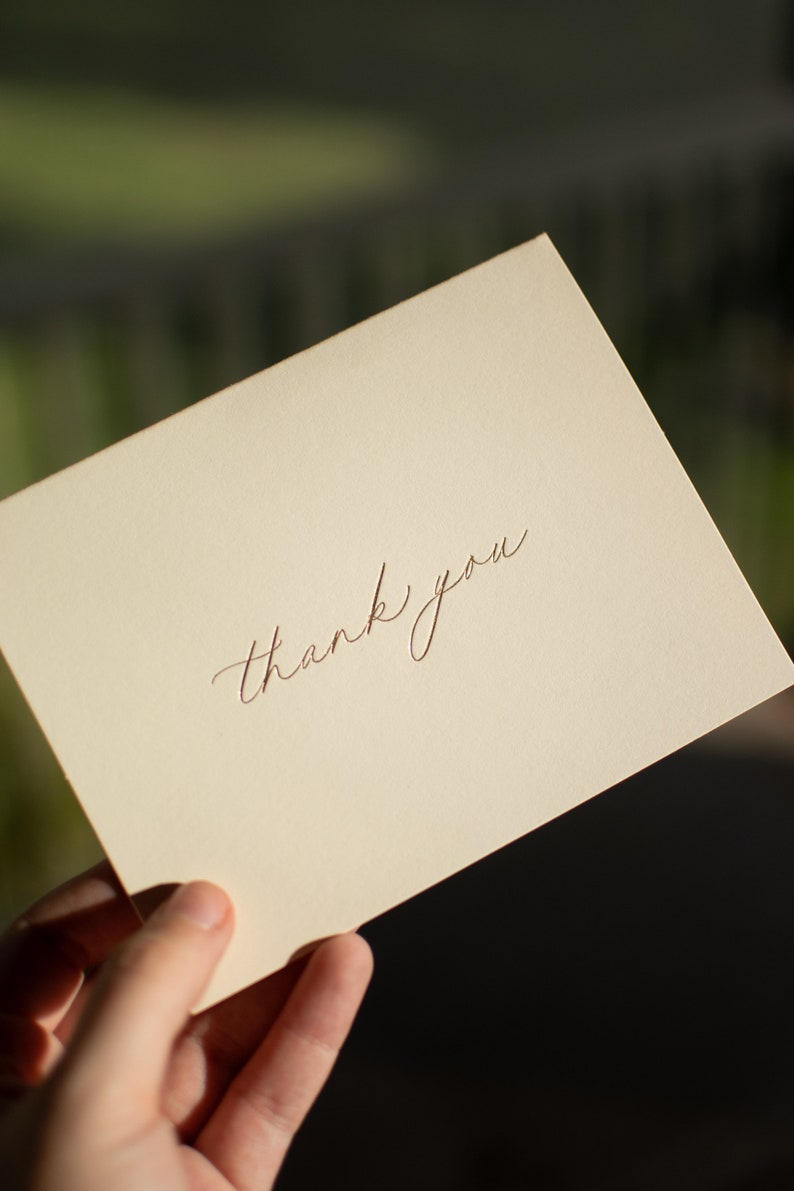 Thank You Cards, Letterpress Gold Foil Card, Boutique Handmade Notes, Chic Gift image 2