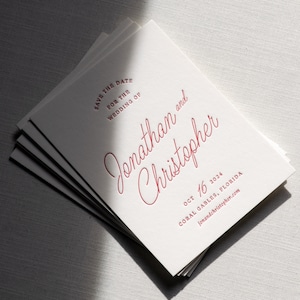 Letterpress Save The Dates, Semi-custom Wedding Cards Template, Simple Chic Emboss Save-the-date Card