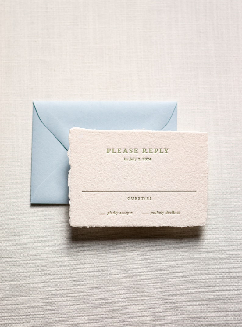 Letterpress Wedding Invitation, Elegant Handmade Paper Invitations, Formal Wildflowers Invite, The Virginia Suite, Semi-custom SAMPLE image 5