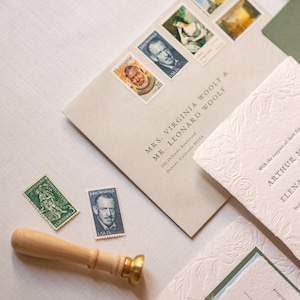 Letterpress Wedding Invitation, Elegant Handmade Paper Invitations, Formal Wildflowers Invite, The Virginia Suite, Semi-custom SAMPLE image 4