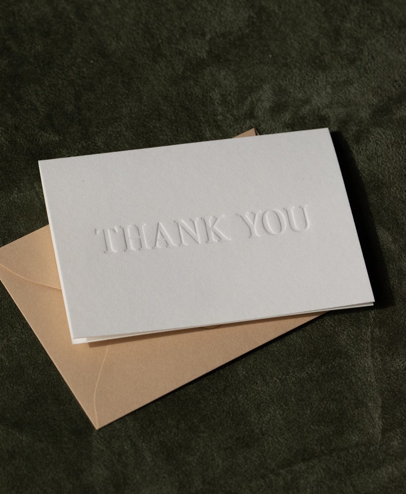 Thank You Cards, Letterpress Emboss Card, Boutique Handmade Notes, Tiny Chic Gift image 1
