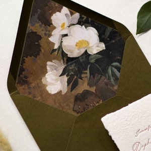 Letterpress Wedding Invitation, Elegant Handmade Paper Invitations, Formal Wildflowers Invite, The Jacqueline Suite, Semi-custom SAMPLE image 8
